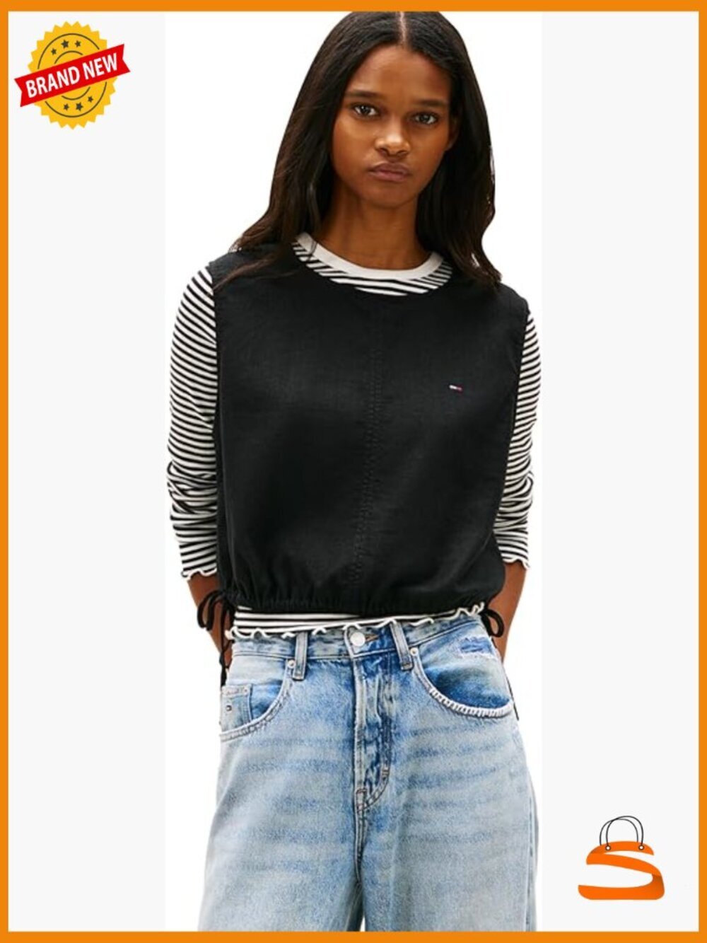 Lightweight Linen Sleeveless Cropped Top - Blouse with Drawstring, Regular Fit,